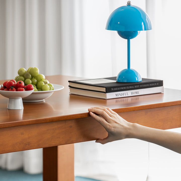 Vintage boxwood dining table shoreline in real life style.