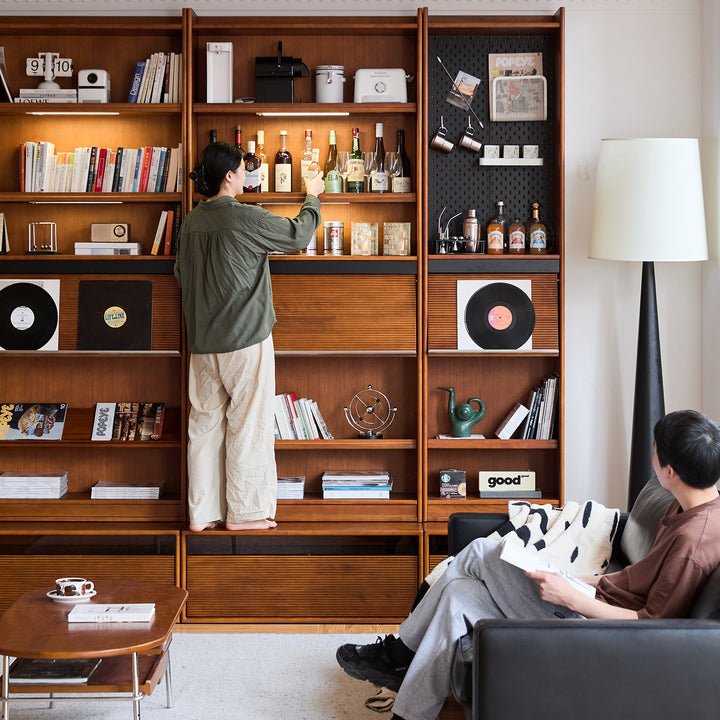 Vintage boxwood modular bookshelf mura size charts.