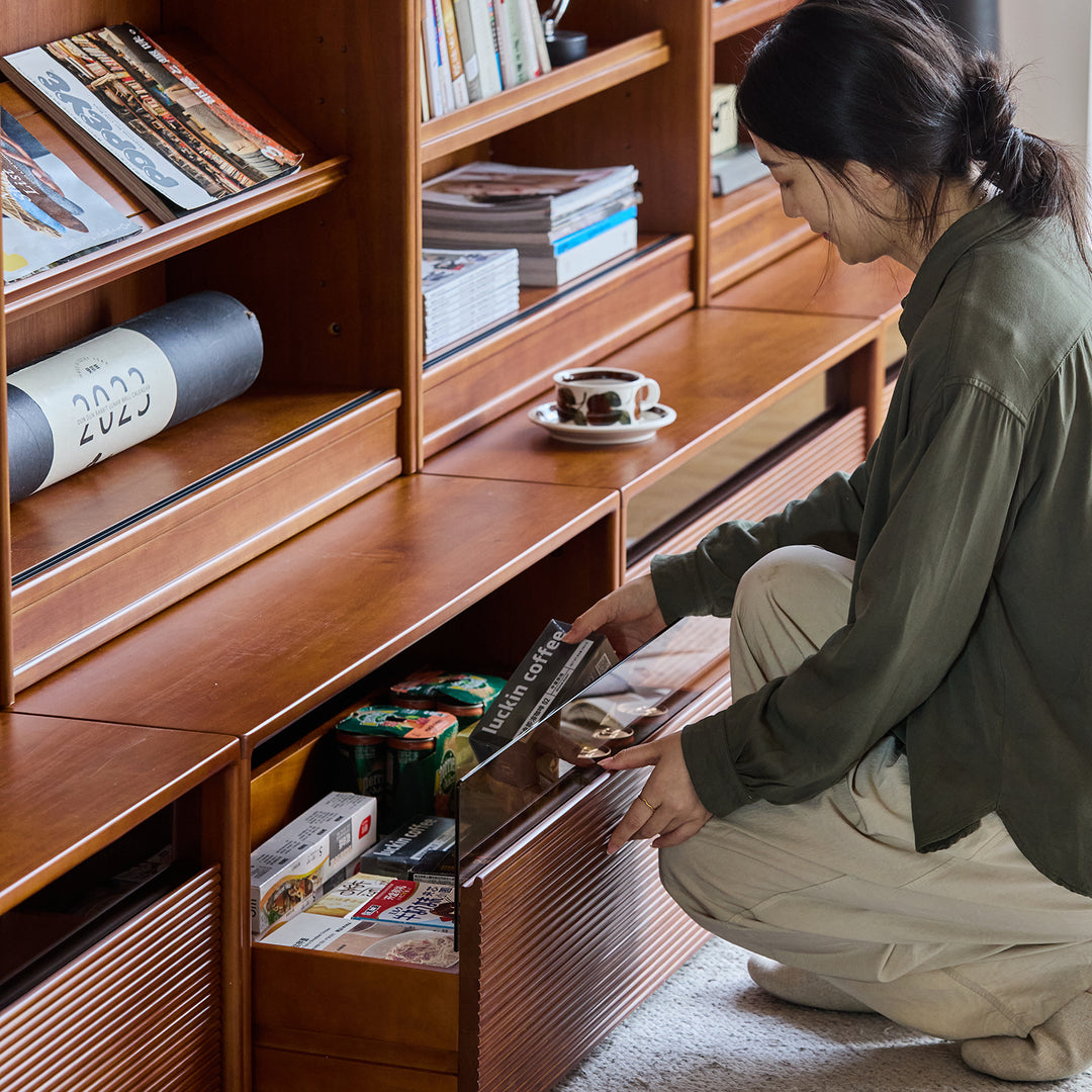 Vintage boxwood modular bookshelf mura color swatches.