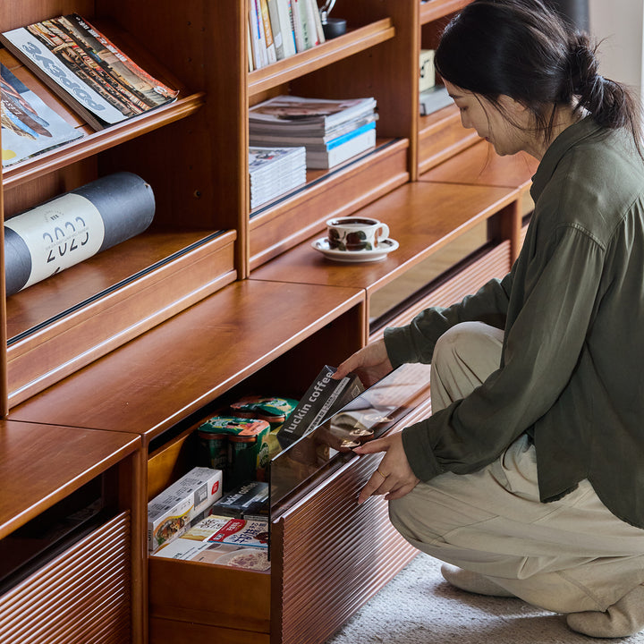 Vintage boxwood modular bookshelf mura color swatches.