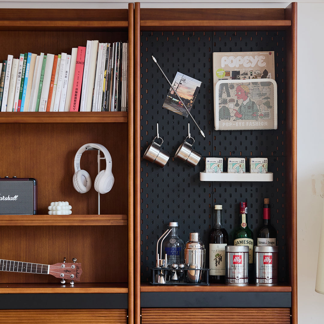 Vintage boxwood modular bookshelf mura in details.