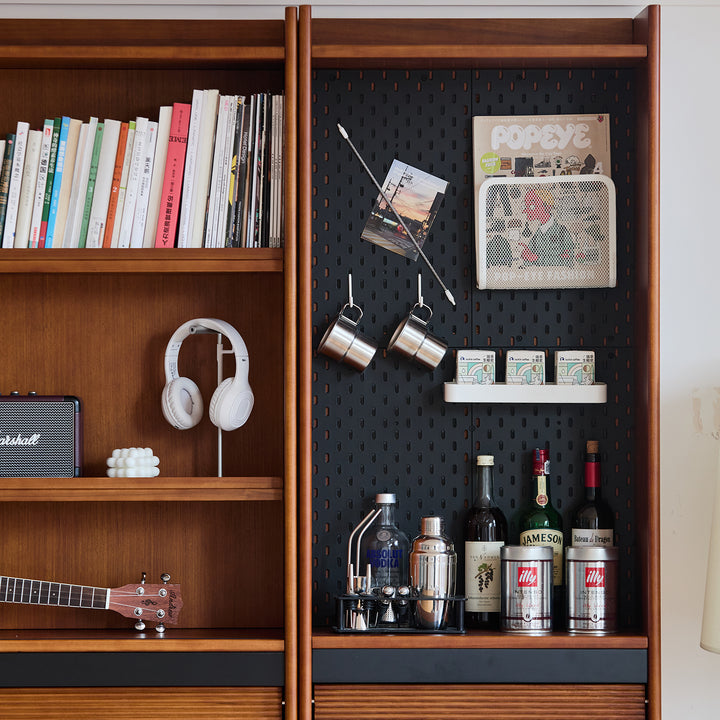 Vintage boxwood modular bookshelf mura in details.