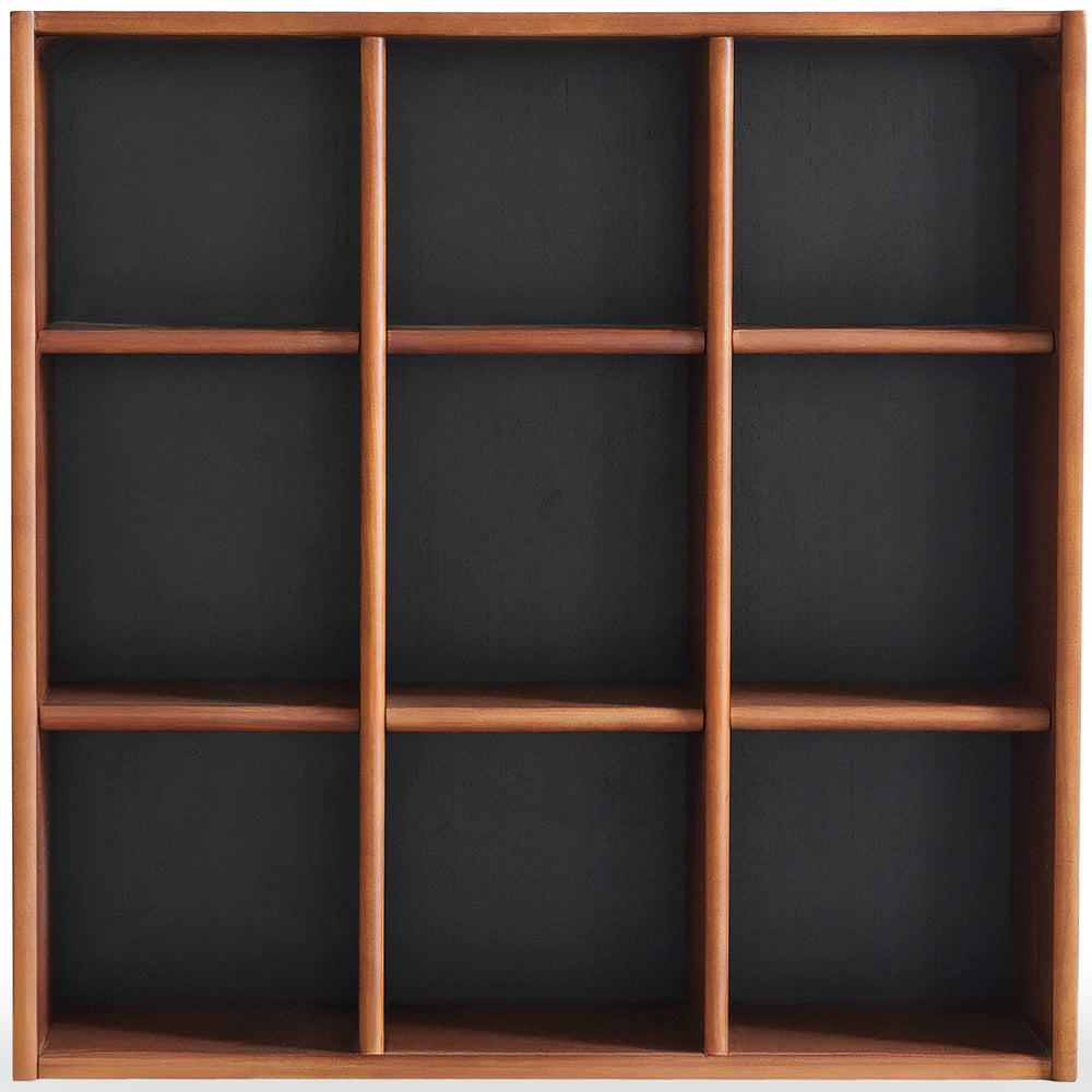 Vintage boxwood modular bookshelf n plus in white background.