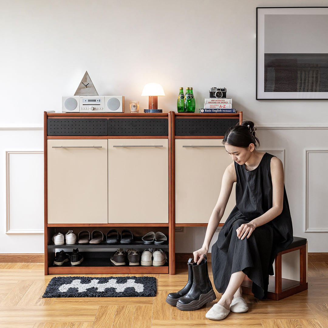 Vintage boxwood modular shoe cabinet mies primary product view.