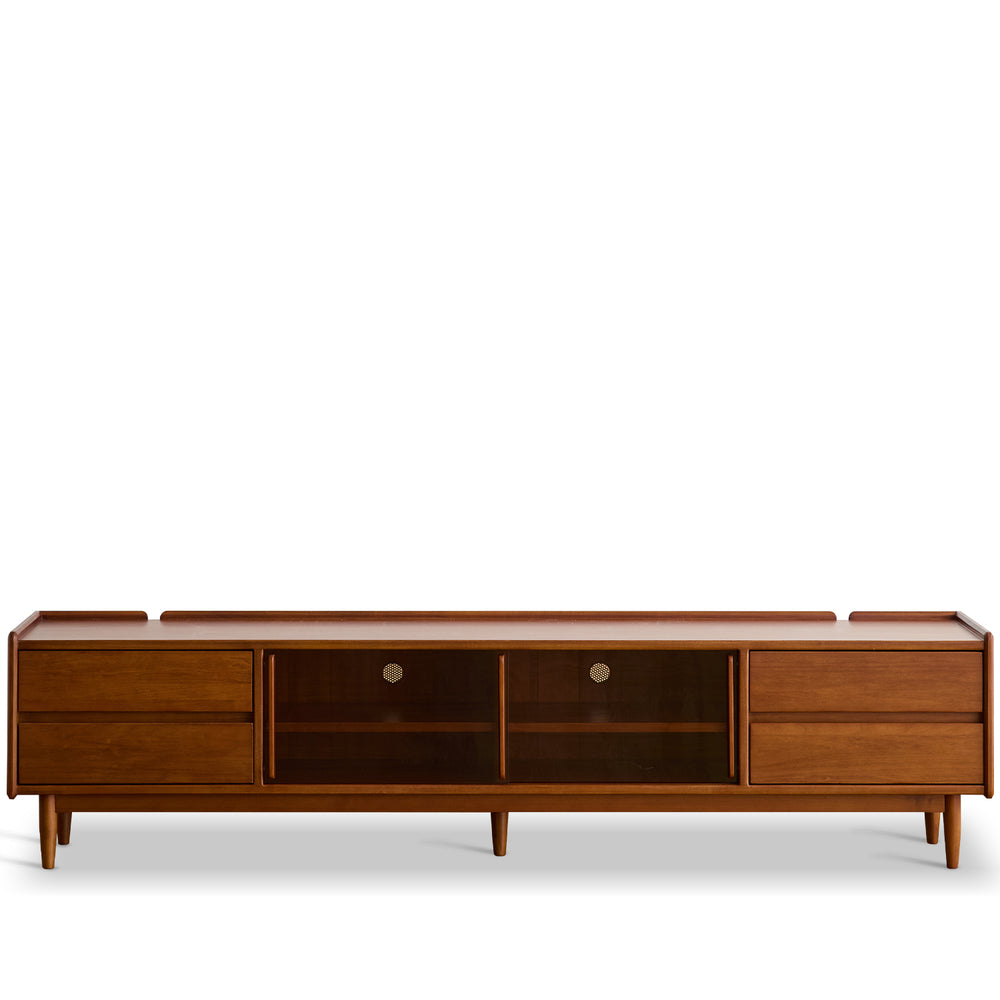 Vintage boxwood tv console vista in white background.