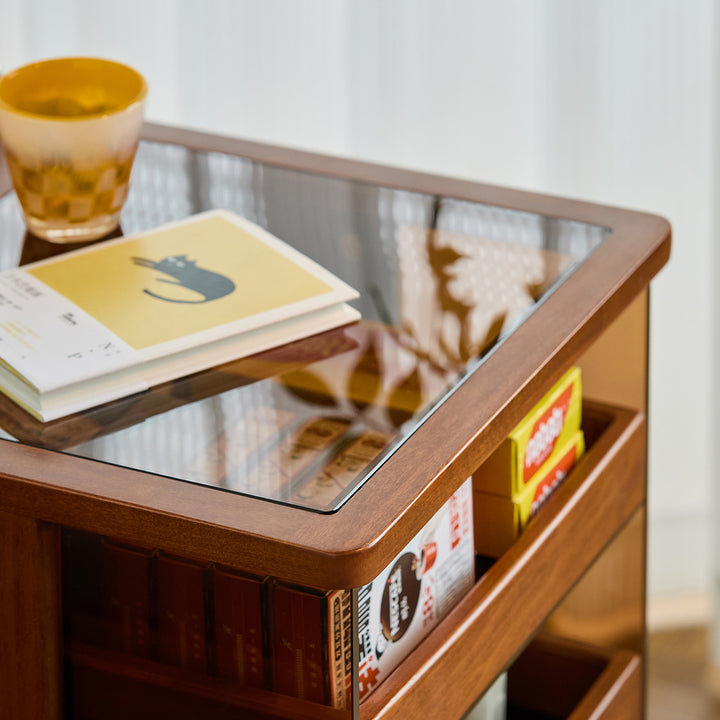 Vintage boxwood wheeled trolley side table moonrise material variants.
