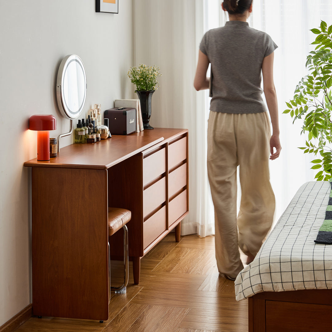 Vintage boxwood dressing table vista in real life style.