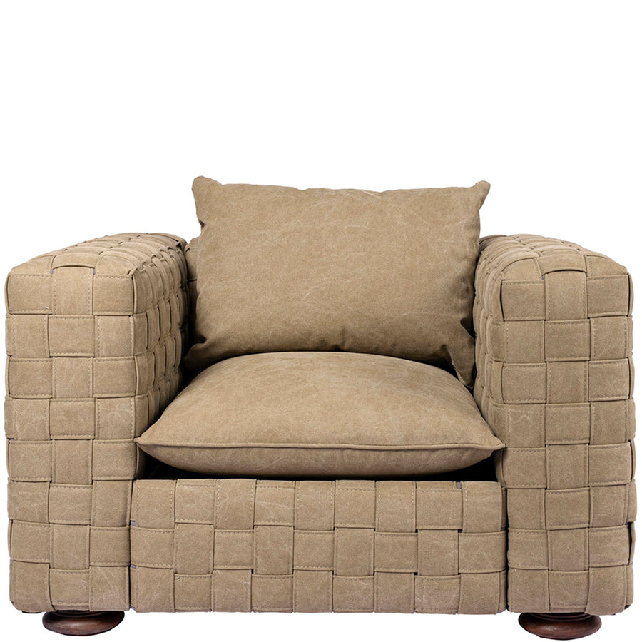 Vintage canvas 1 seater sofa martin in white background.