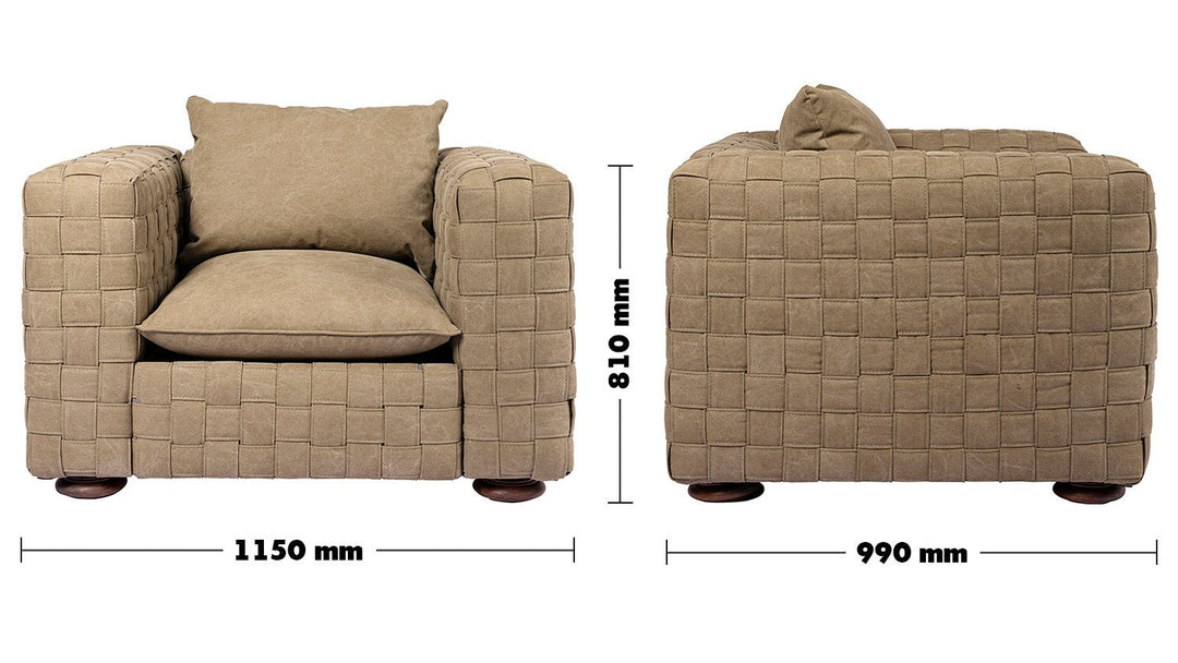 Vintage canvas 1 seater sofa martin size charts.