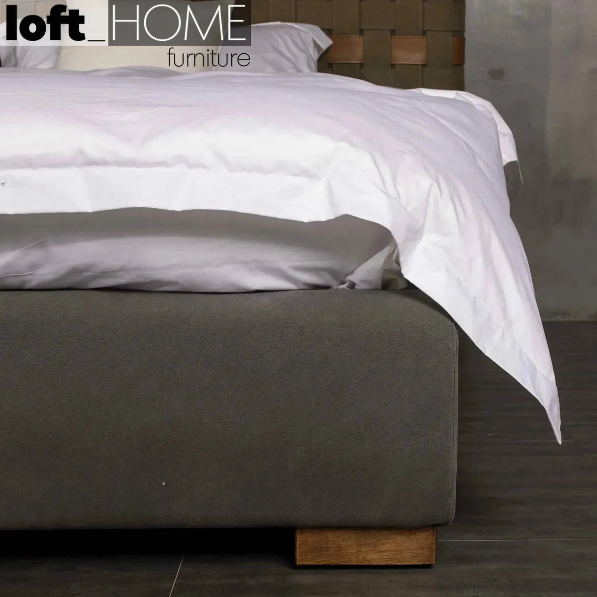 Vintage canvas and genuine leather bed frame canvasgrey environmental situation.