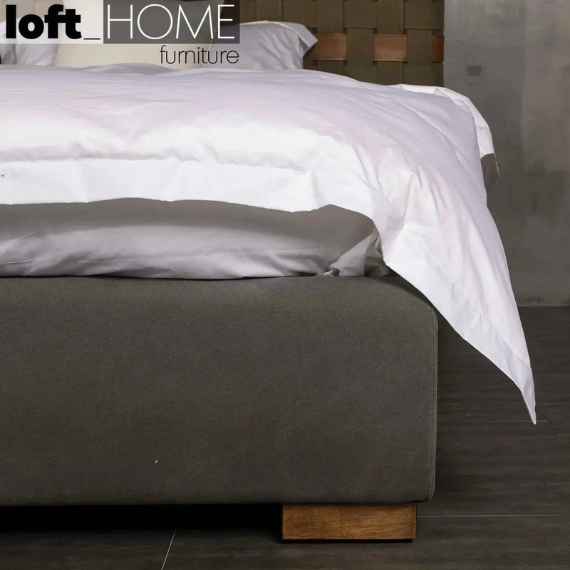 Vintage canvas and genuine leather bed frame canvasgrey environmental situation.