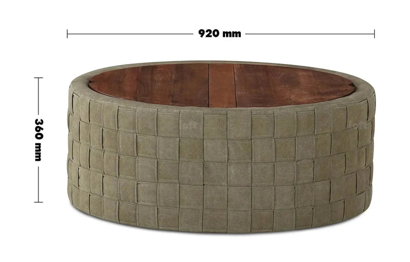 Vintage canvas coffee table cove size charts.