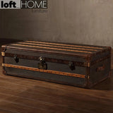 Vintage canvas coffee table storage box cowboy primary product view.