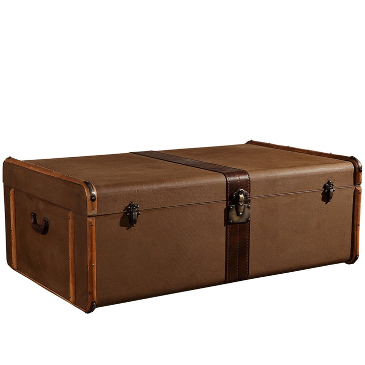 Vintage canvas coffee table storage box richards' trunk canvas in white background.