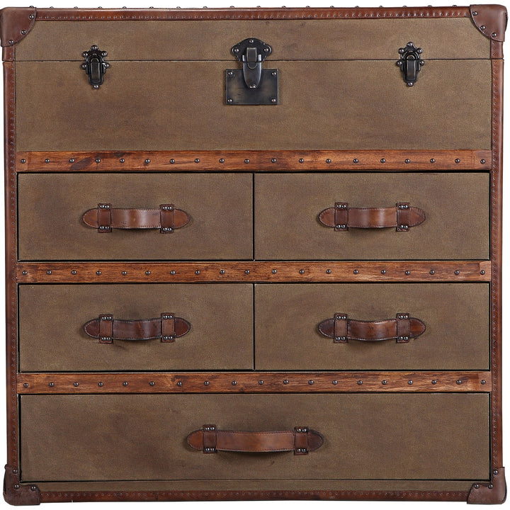 Vintage canvas drawer cabinet ox trunk s canvas in white background.