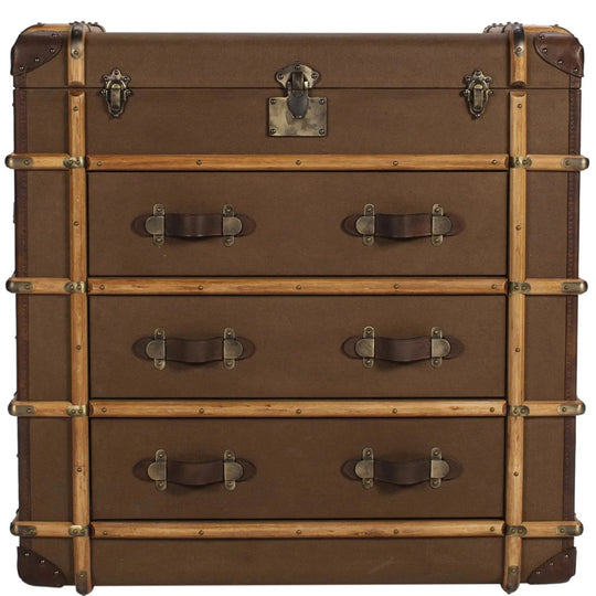 Industrial canvas drawer cabinet richards' trunk in white background.