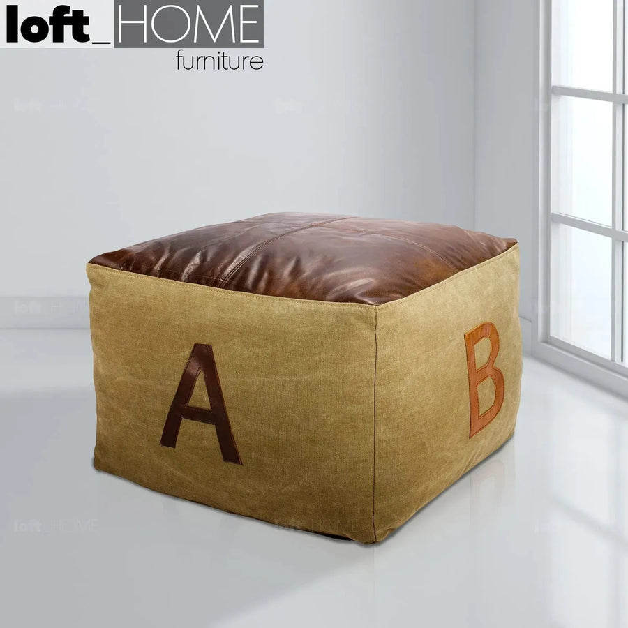 Vintage canvas ottoman alphabet primary product view.