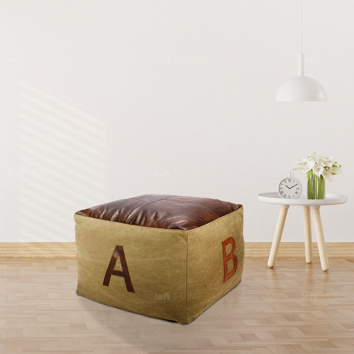 Vintage canvas ottoman alphabet in real life style.