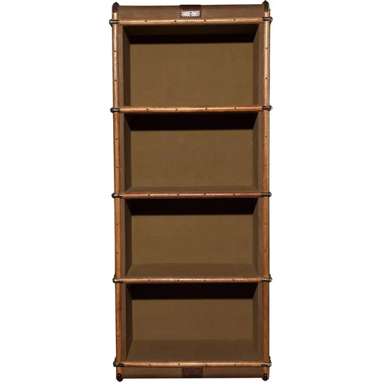 Vintage canvas bookshelf richards' trunk canvas in white background.