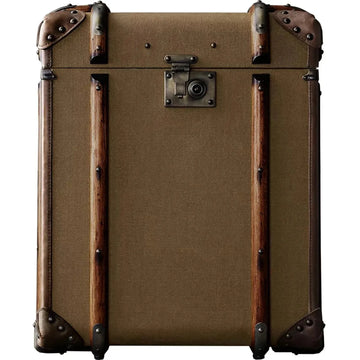 Vintage canvas side table richards' trunk in white background.