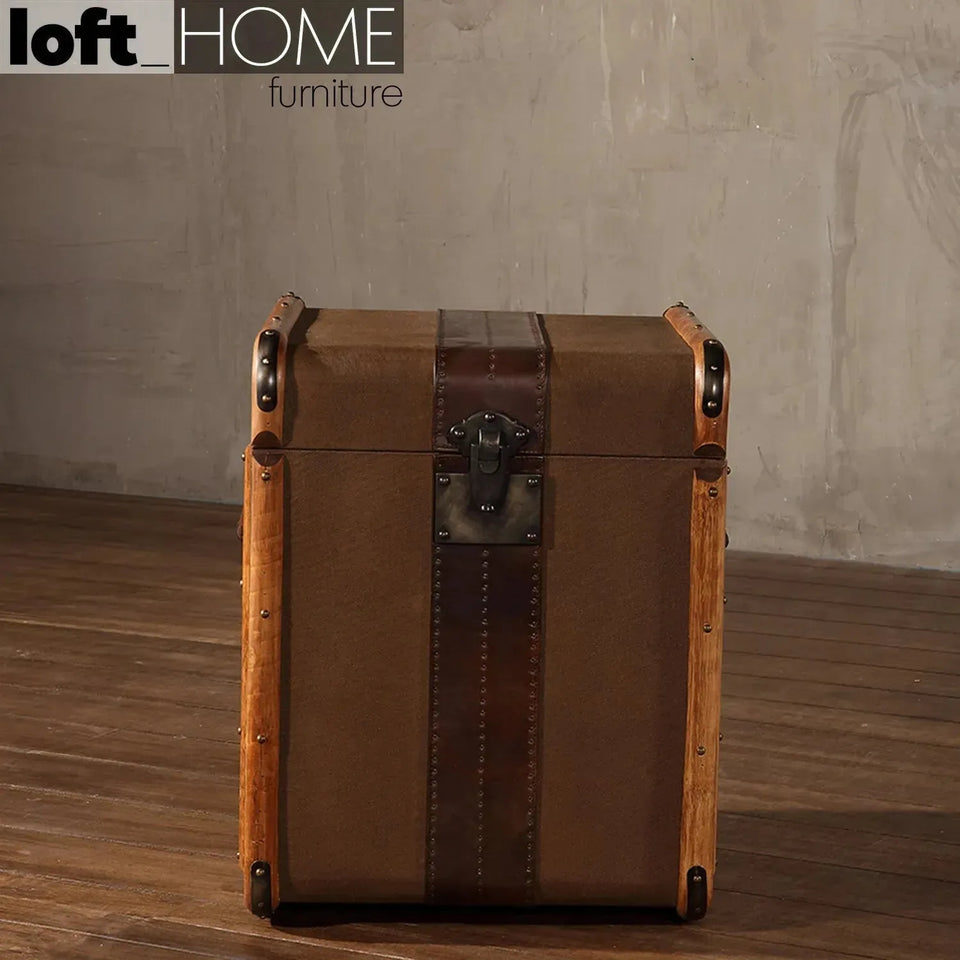 Vintage canvas side table storage box richards' trunk s in real life style.