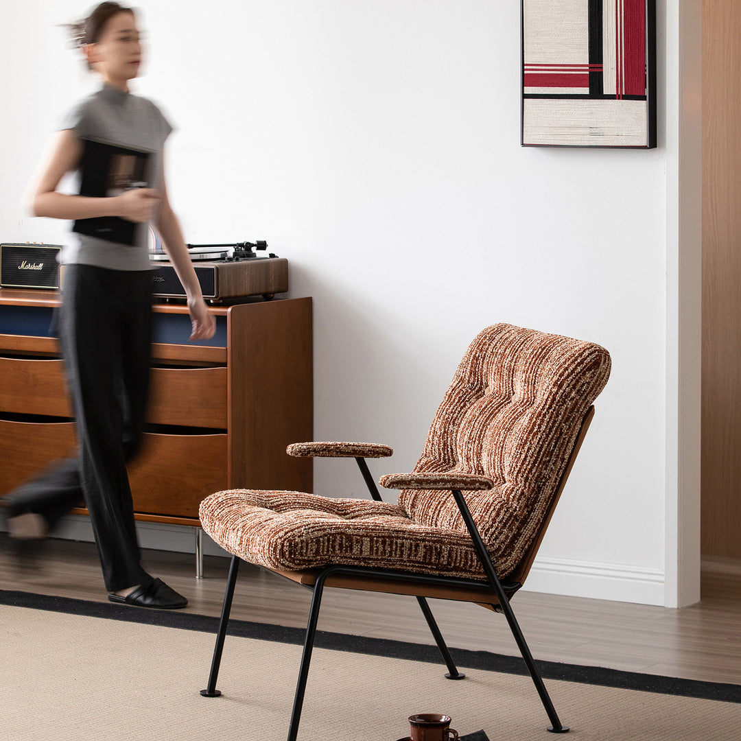 Vintage chenille velvet fabric 1 seater sofa duoeran primary product view.