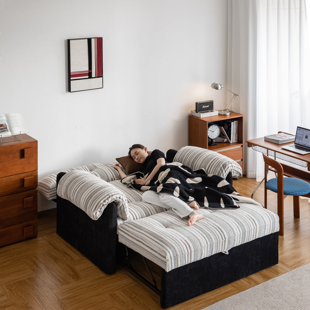 Vintage chenille velvet fabric 2 seater sofa bed ziru in details.