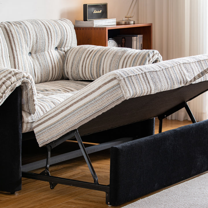 Vintage chenille velvet fabric 2 seater sofa bed ziru in still life.