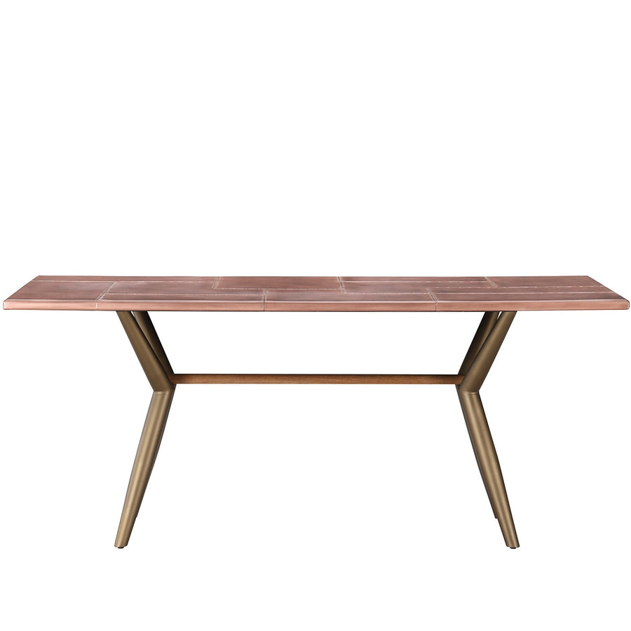 Vintage copper dining table lucien rose in white background.