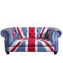 Vintage Denim Fabric 2 Seater Sofa UNION JACK CHESTERFIELD