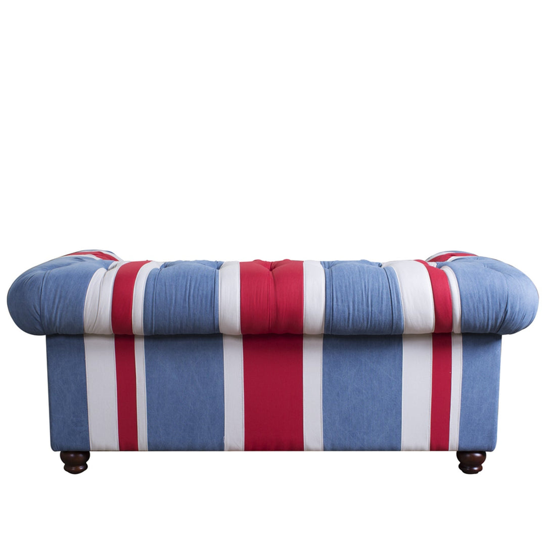 Vintage denim fabric 2 seater sofa union jack chesterfield conceptual design.
