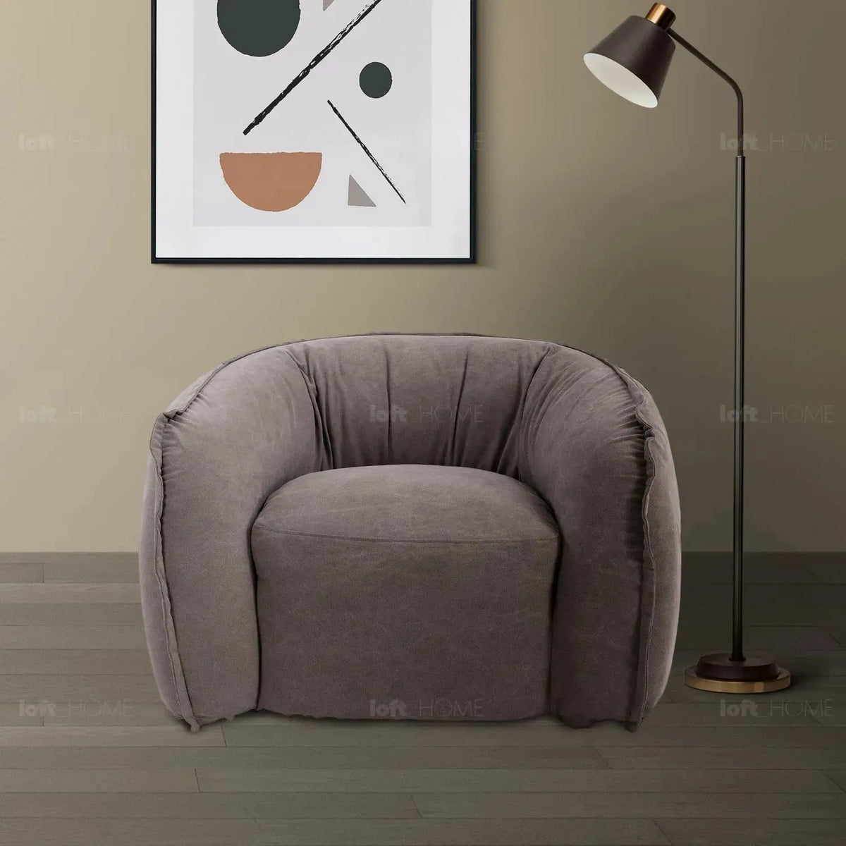 Vintage fabric 1 seater sofa arlo with context.