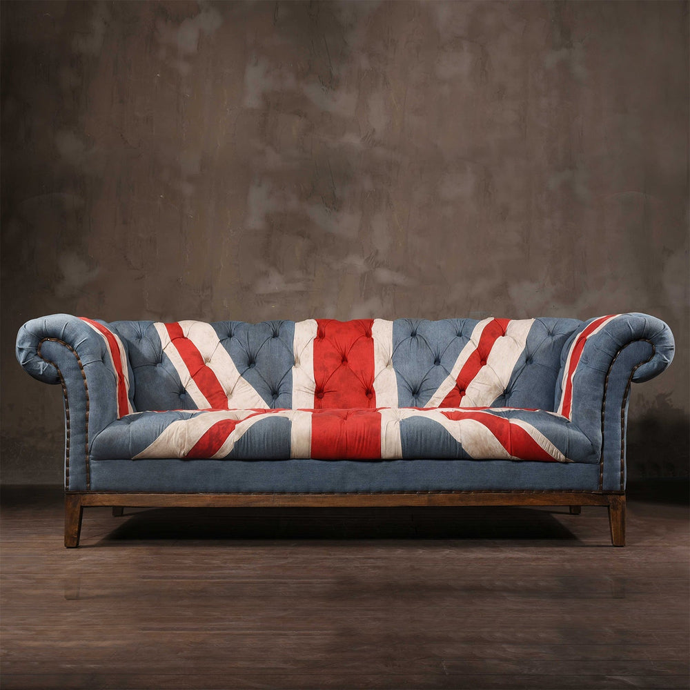 Vintage fabric 2 seater sofa union jack primary product view.