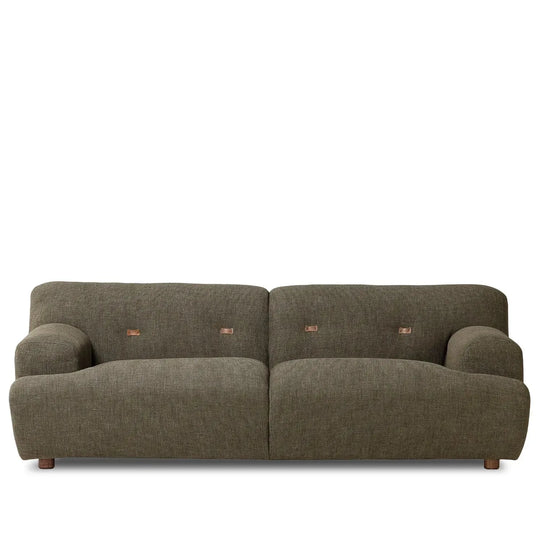 Scandinavian fabric 3 seater sofa akashi in white background.