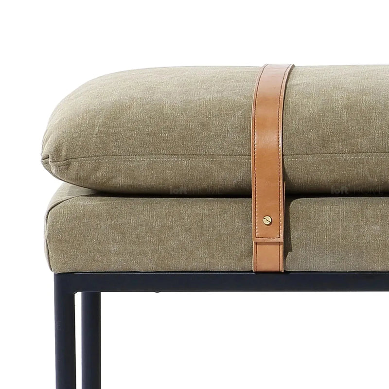 Vintage fabric bench hunter layered structure.