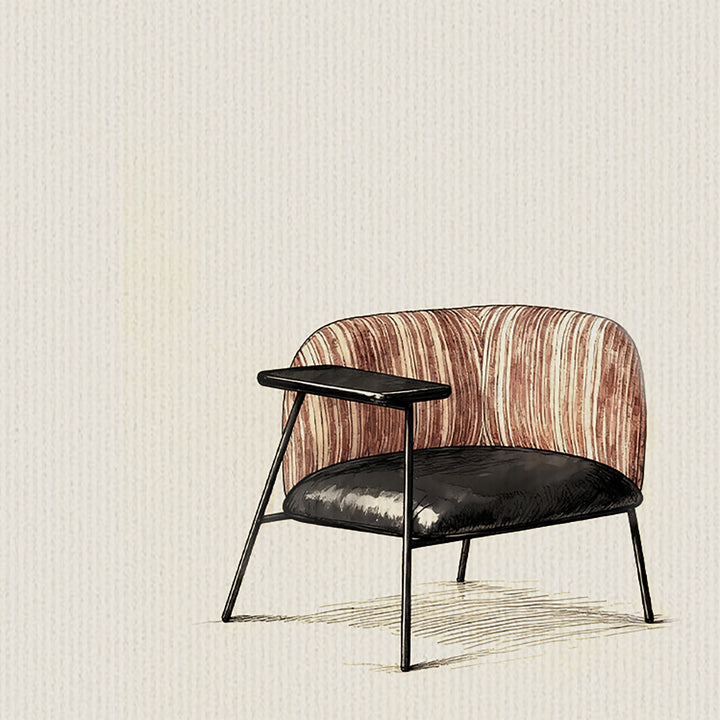 Vintage fabric microfiber leather 1 seater sofa with shelf ravon in panoramic view.