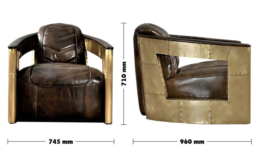 Vintage genuine leather 1 seater sofa aircraft size charts.