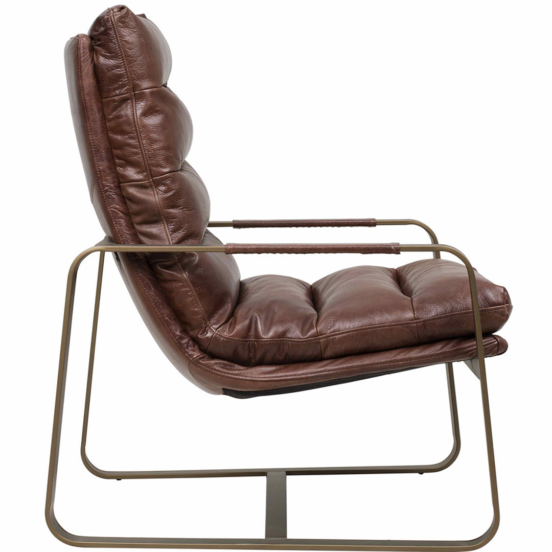 Vintage genuine leather 1 seater sofa bardo layered structure.