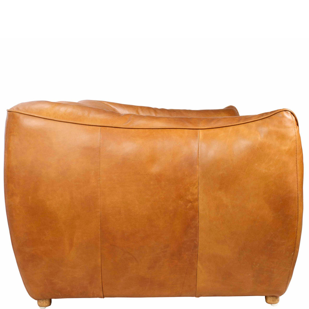 Vintage genuine leather 1 seater sofa beanbag in details.