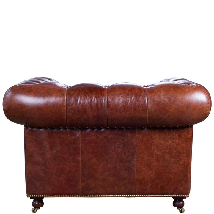 Vintage genuine leather 1 seater sofa chesterfield classic layered structure.