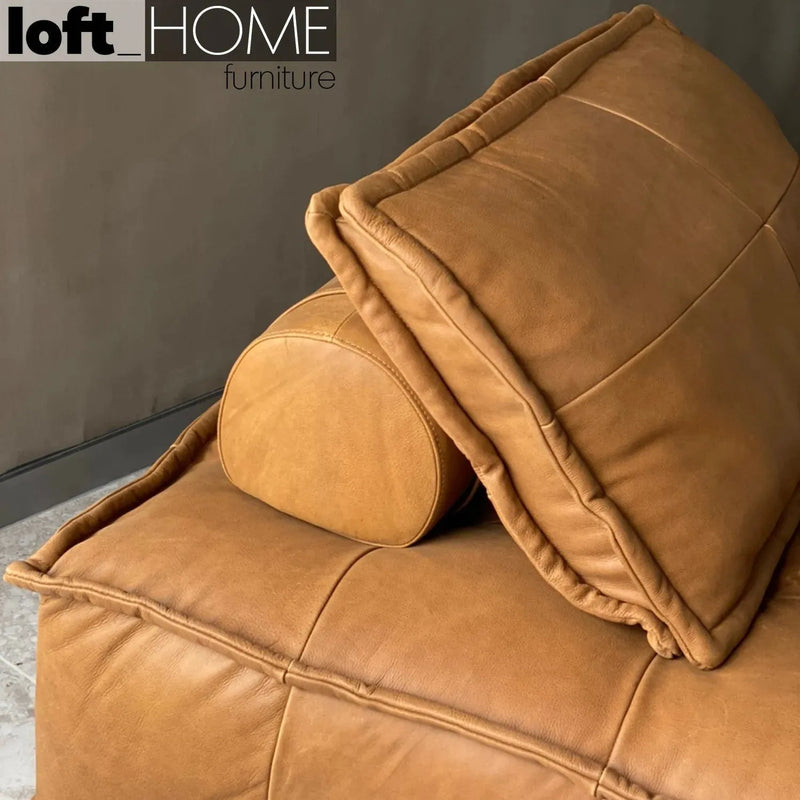 Vintage genuine leather 1 seater sofa element single environmental situation.