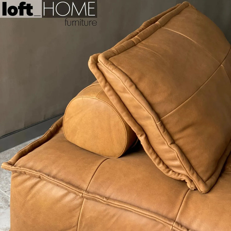Vintage genuine leather 1 seater sofa element single environmental situation.