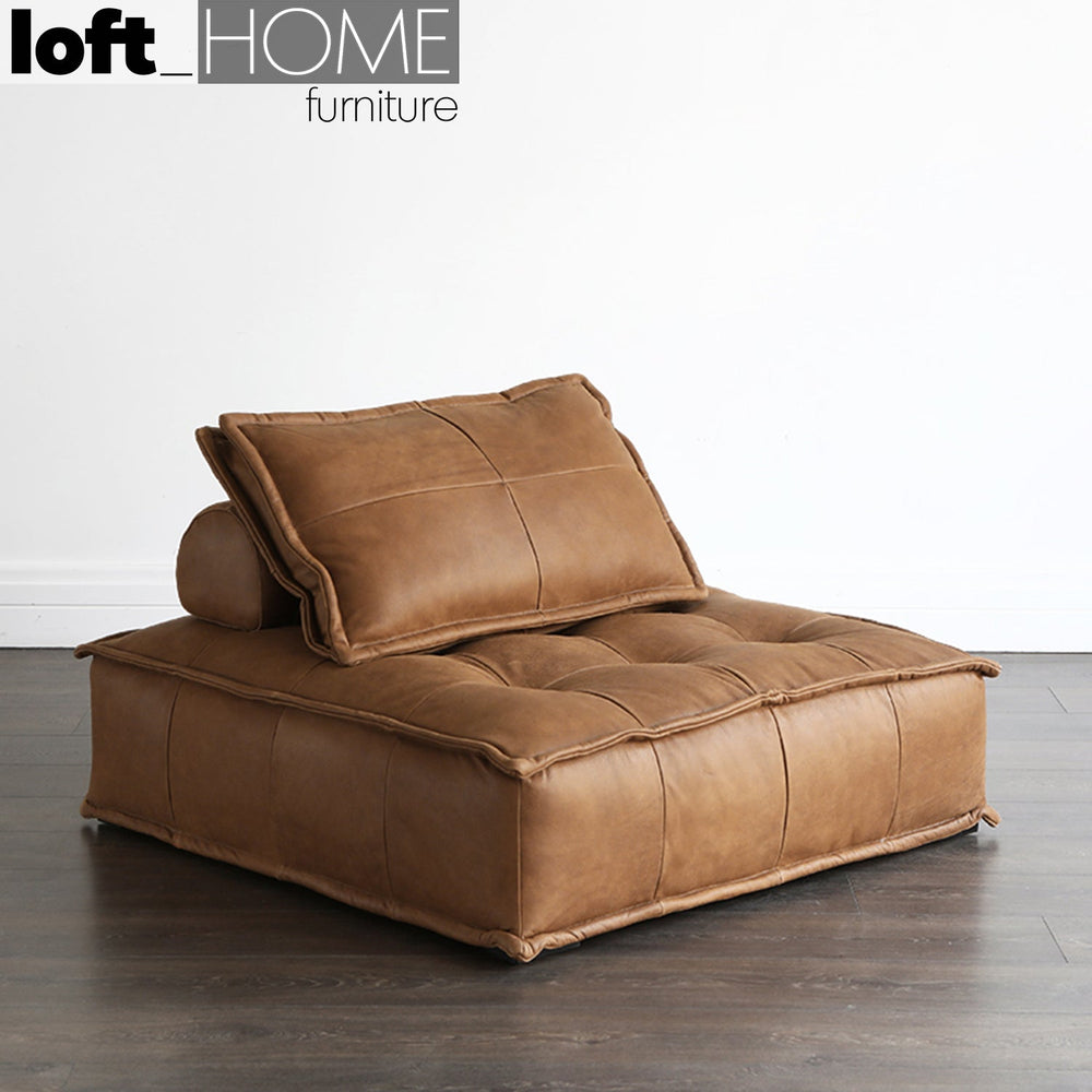 Vintage genuine leather 1 seater sofa element single primary product view.