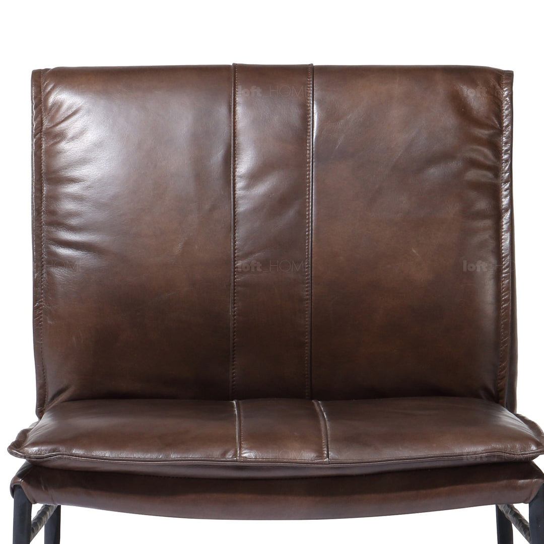Vintage genuine leather 1 seater sofa leather lux in still life.