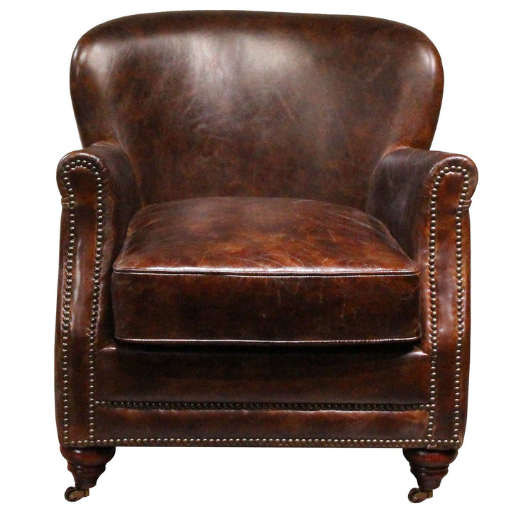 Vintage genuine leather 1 seater sofa professor material variants.
