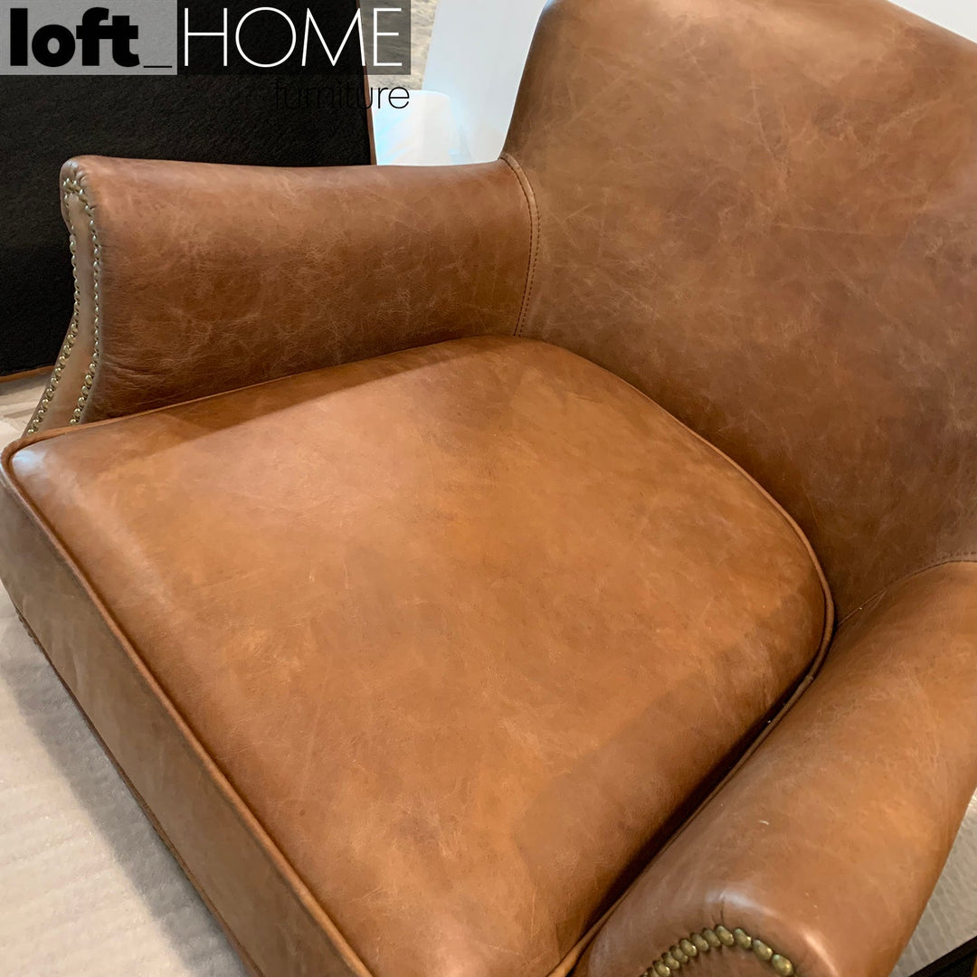 Vintage Genuine Leather 1 Seater Sofa PROFESSOR