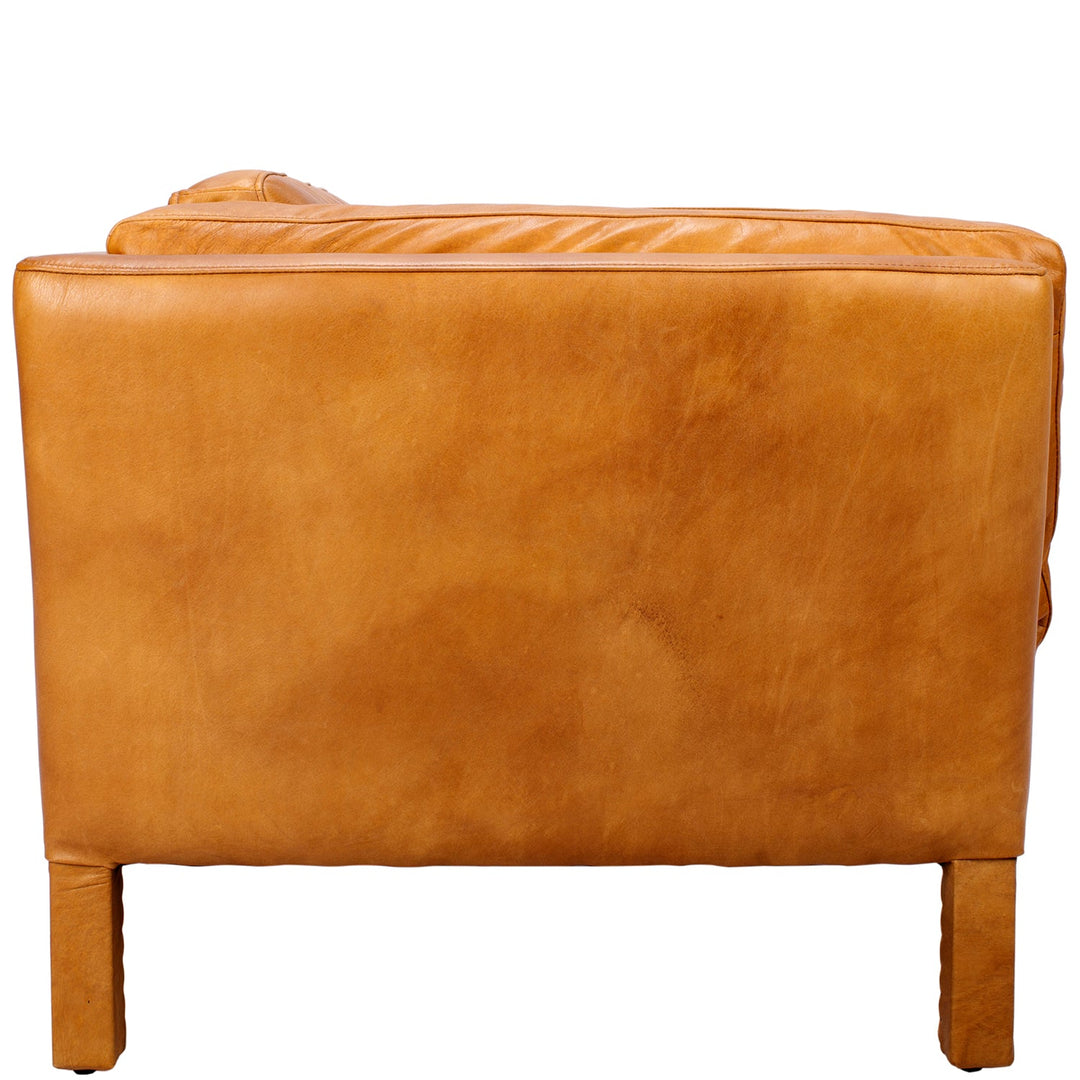 Vintage genuine leather 1 seater sofa reggio in still life.