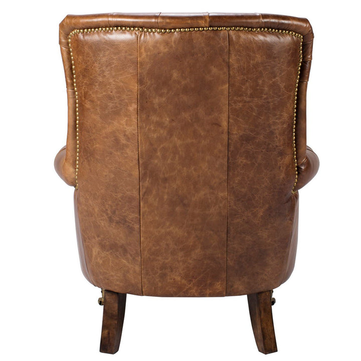 Vintage genuine leather 1 seater sofa retro environmental situation.