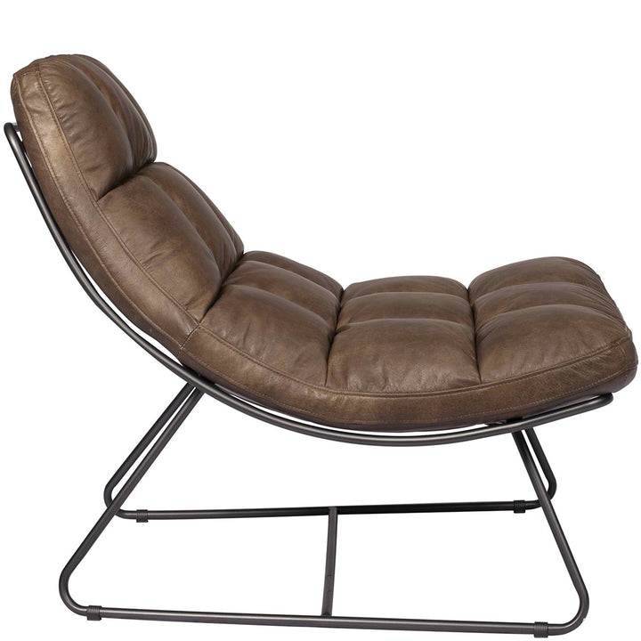 Vintage genuine leather 1 seater sofa sand conceptual design.