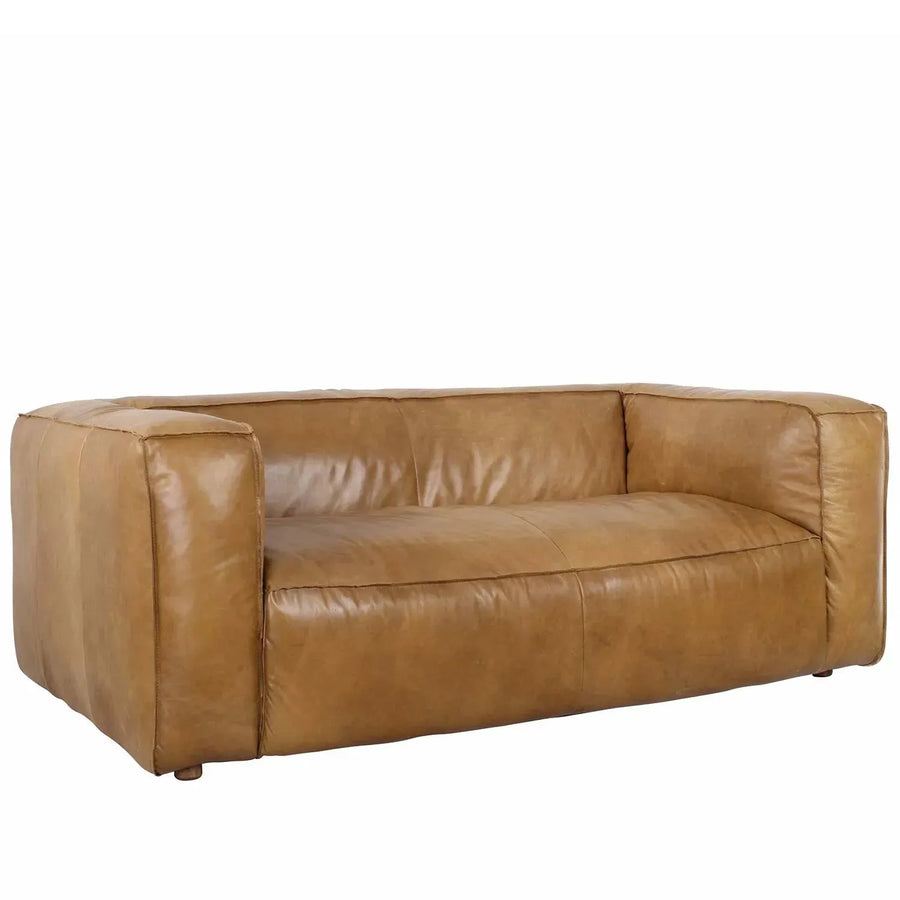 Vintage genuine leather 2 seater sofa antique master detail 2.